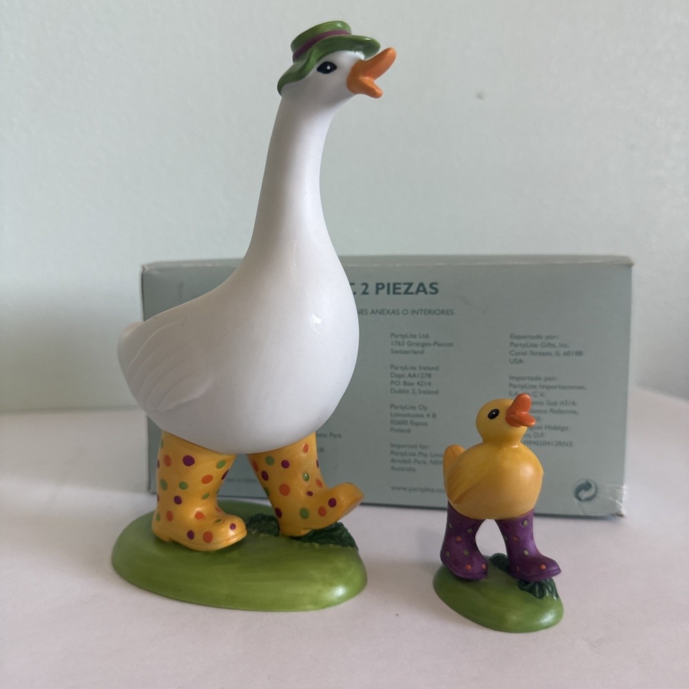 Partylite Spring Emotions Mother Goose, Baby Chick, Yellow Boots  Candle Holder